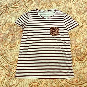 PINK black and white striped tshirt